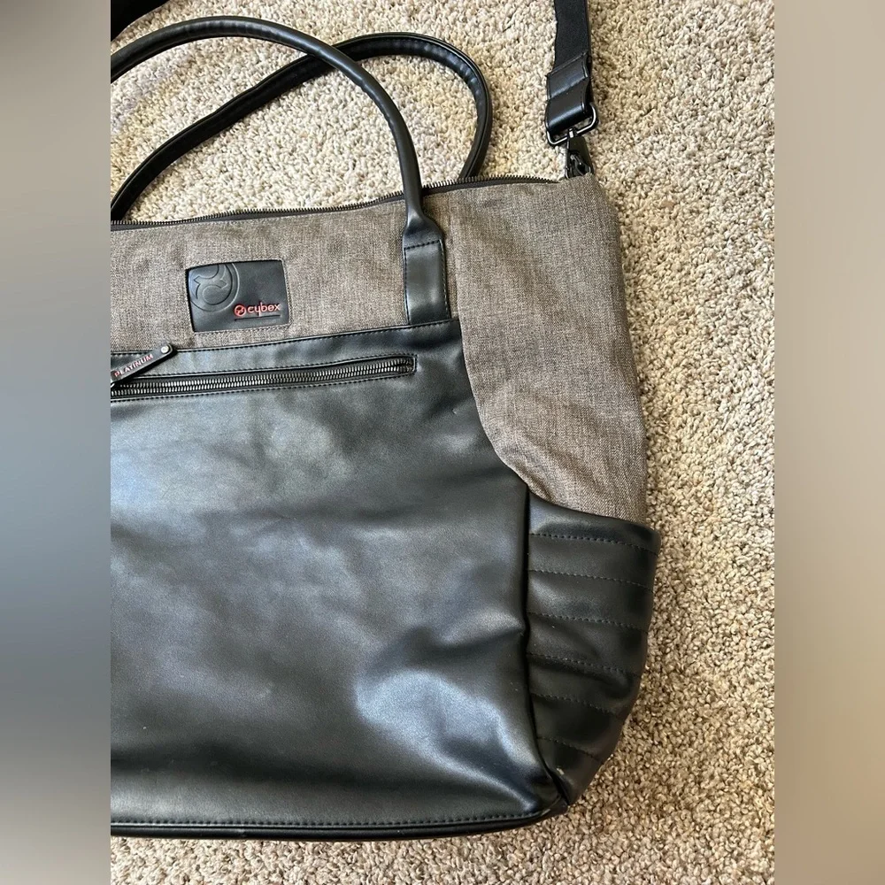 Cybex Platinum Priam Changing Bag Black Gray Women’s Travel Carry Baby Tote Zip
